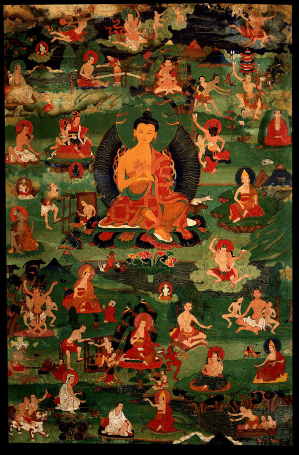 Gelug Lineage, Nagarjuna with Thirty of the Eighty-four Mahasiddhas - The Culturium