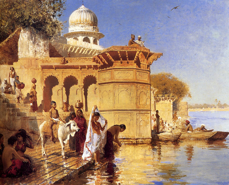 Edwin Lord Weeks, Along the Ghats, Mathura - The Culturium