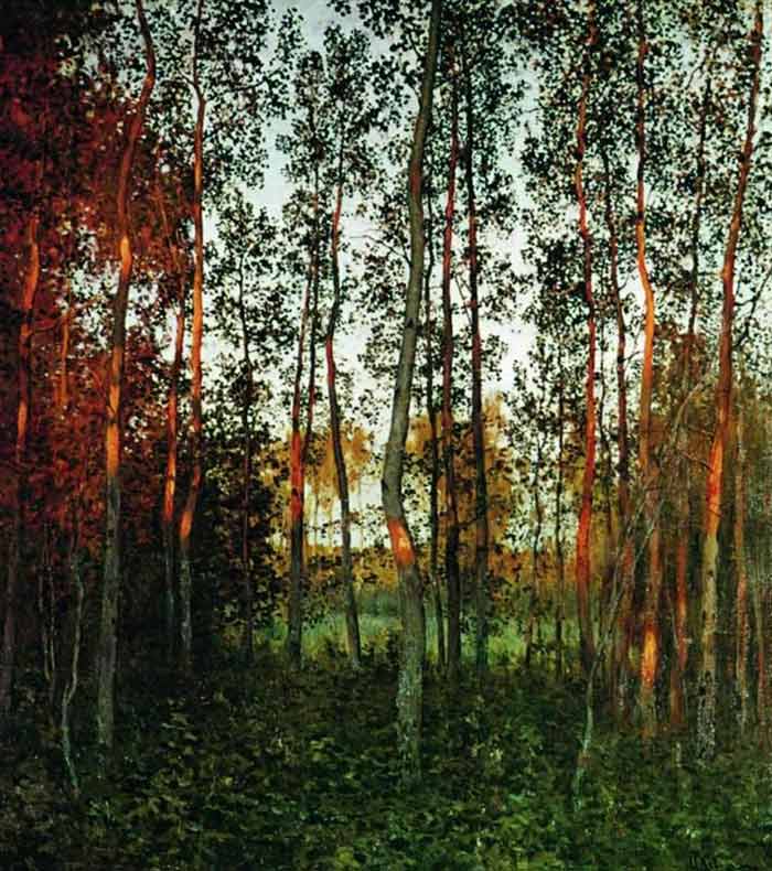 Isaac Levitan, The Last Rays of the Sun. Aspen Forest - The Culturium