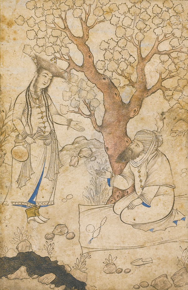 Muhammad Muhsin, A Maiden and Bearded Man by a Stream - The Culturium