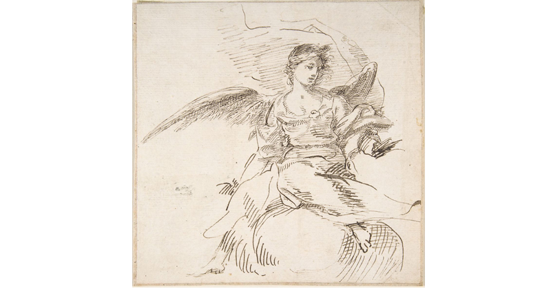 Attributed to Pedro Duque Cornejo, Angel Seated on Clouds - The Culturium
