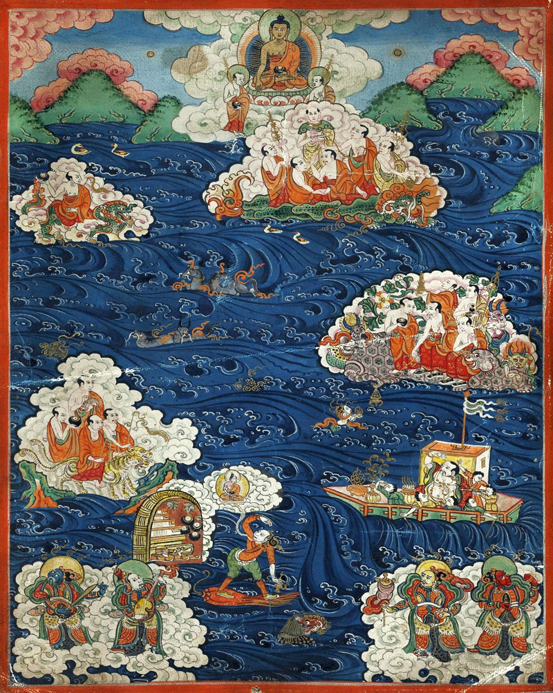 Thangka with Buddhist Parable of the Arhats - The Culturium
