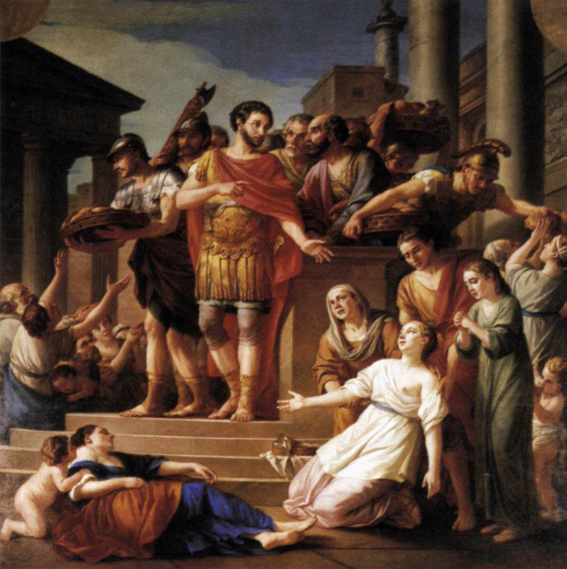 Joseph Marie Vien, Marcus Aurelius Distributing Bread to the People - The Culturium