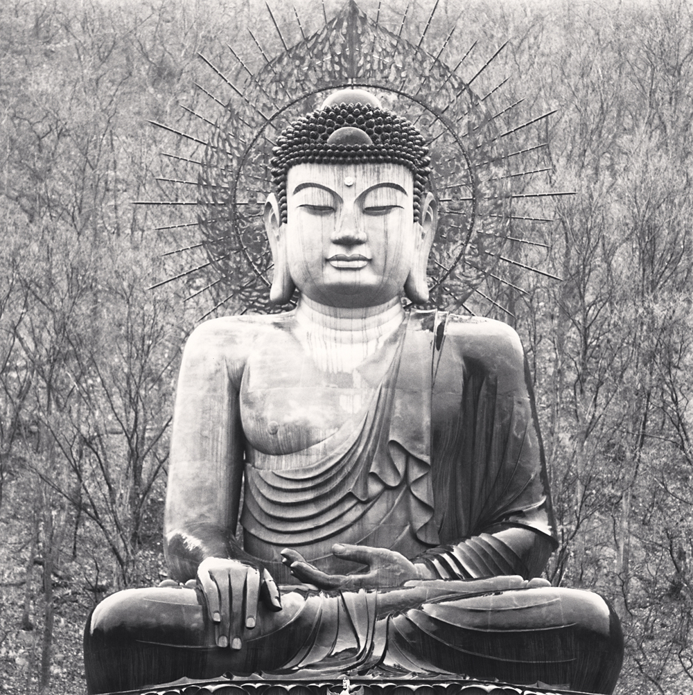 Michael Kenna, Seated Buddha Statuary, Shin-Heung Temple, Gangwondo, South Korea, 2005 - The Culturium